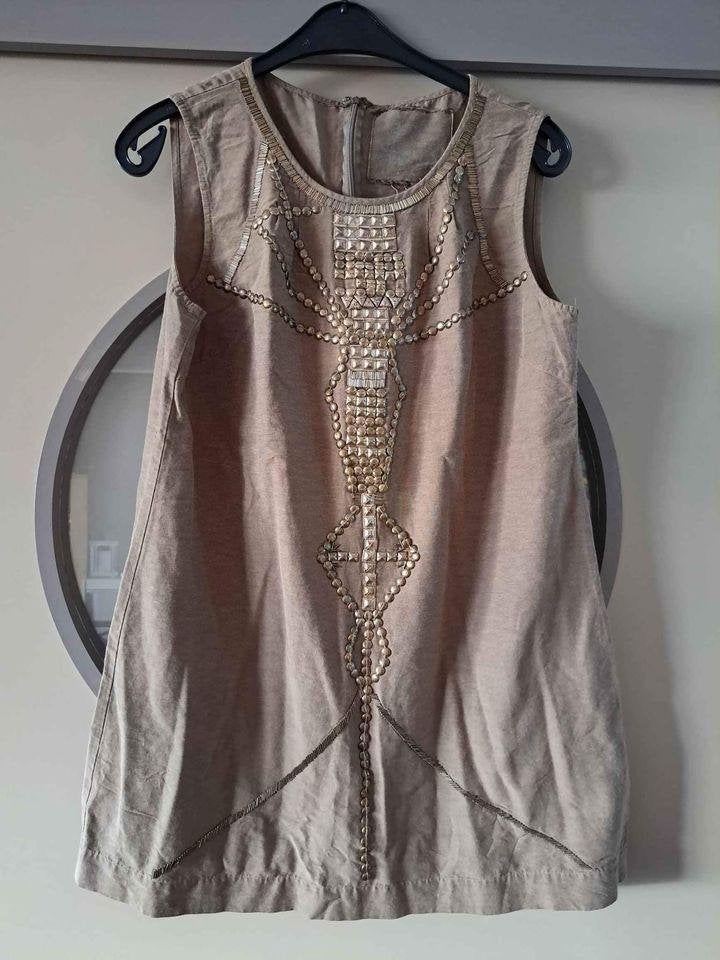 korte jurk, mooi gedecoreerd, 44, katoen, Kleding | Dames, Jurken, Ophalen of Verzenden, Zo goed als nieuw, Maat 42/44 (L), Boven de knie