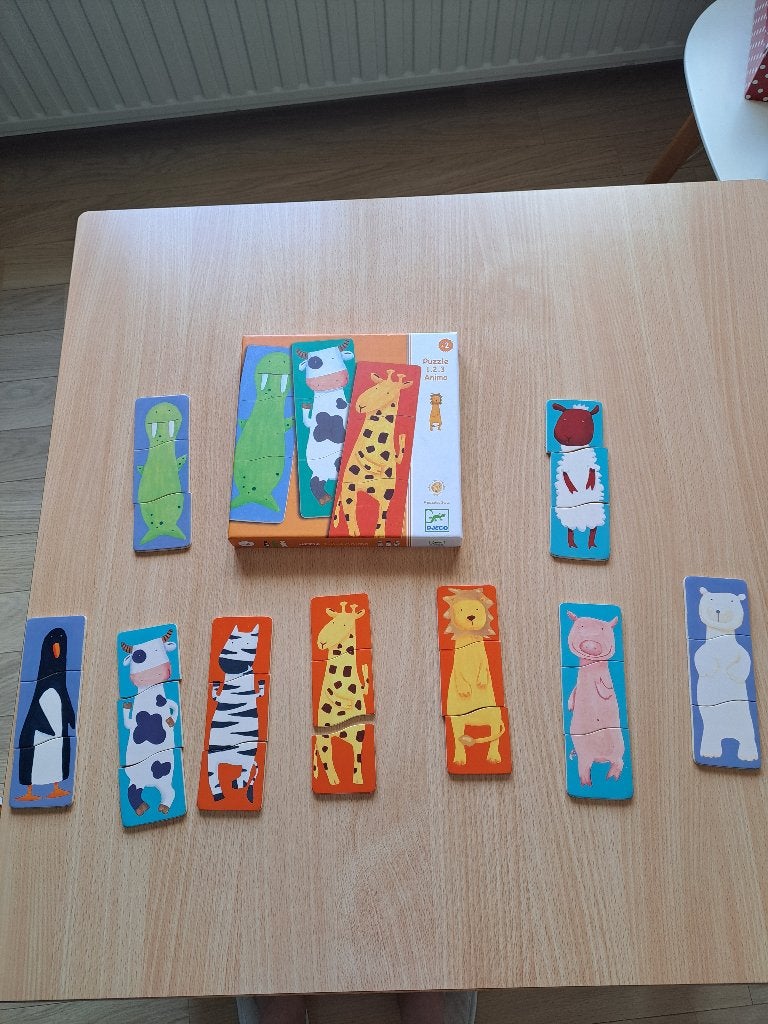 Puzzel 1, 2, 3 animo Djeco, Ophalen, Minder dan 10 stukjes, Zo goed als nieuw, 2 tot 4 jaar