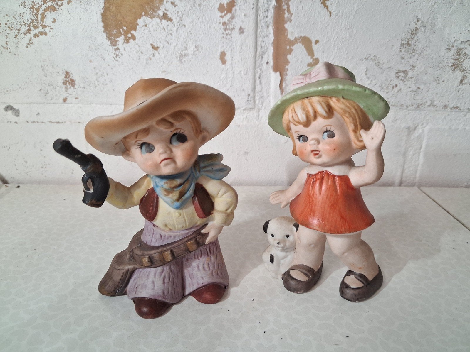 2 porseleinen vintage big eyes beeldjes, Ophalen of Verzenden