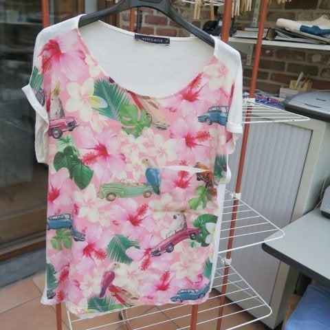 Topje print auto papegaai Very Simple mt 44, Kleding | Dames, Overige kleuren, Maat 42/44 (L), Very Simple, Ophalen of Verzenden