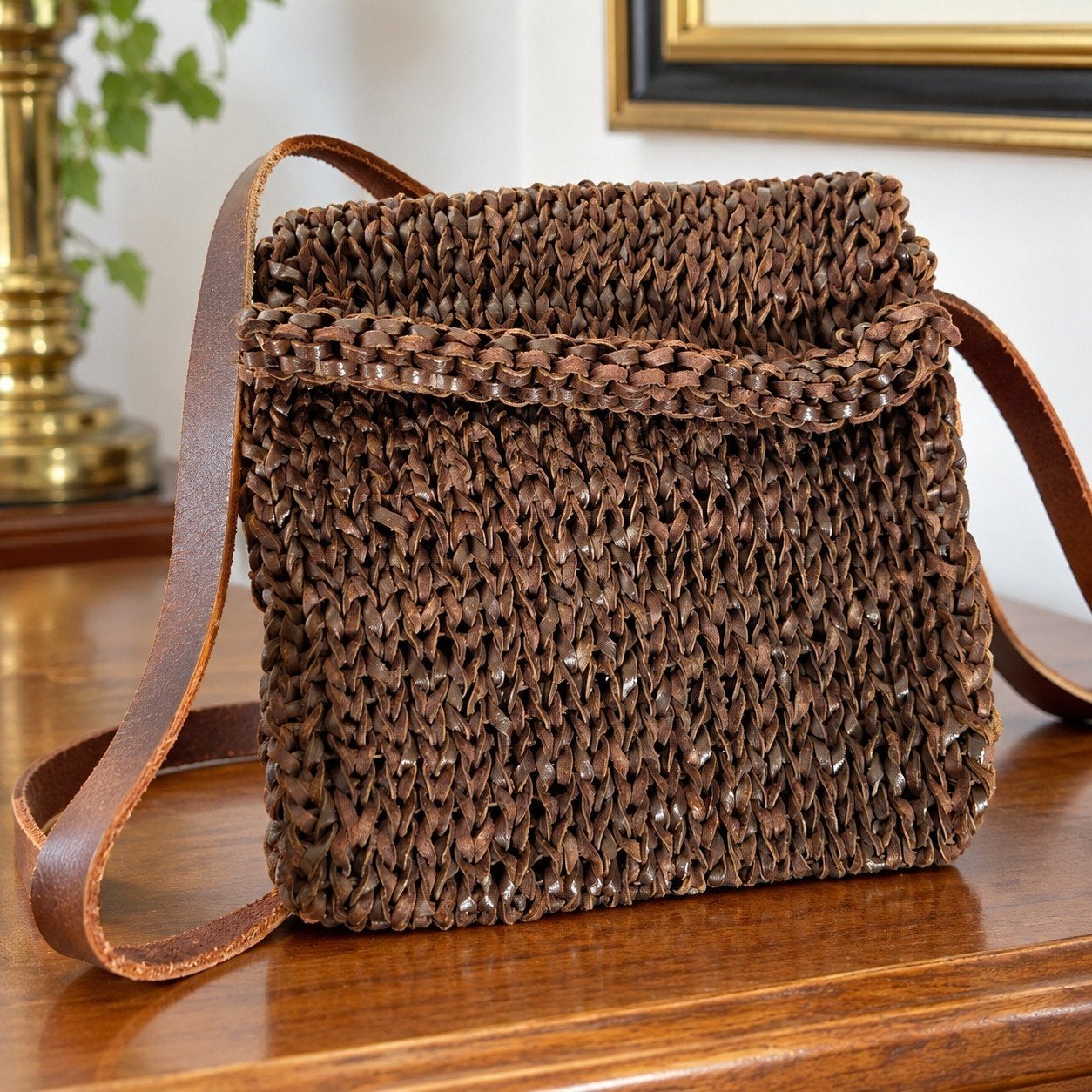 sac à bandoulière en cuir vintage, Enlèvement ou Envoi, Brun