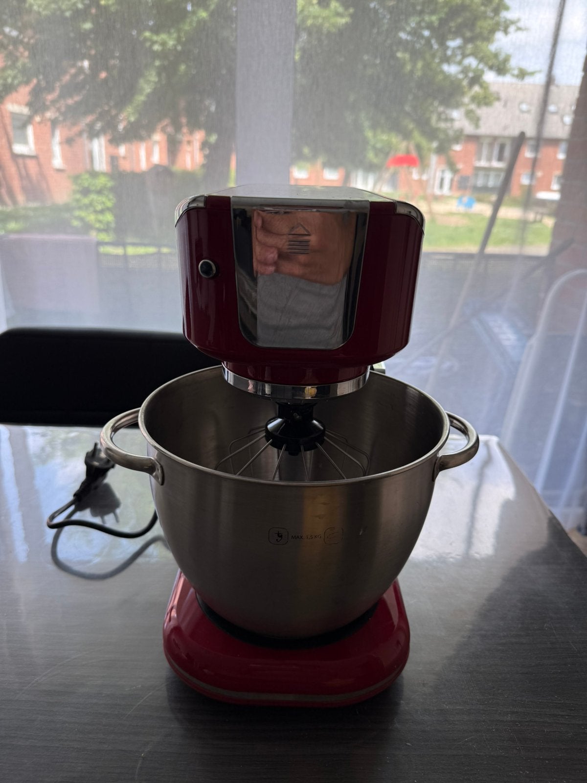 Robot pâtissier Quigg rouge avec bol inox, Enlèvement ou Envoi, Comme neuf