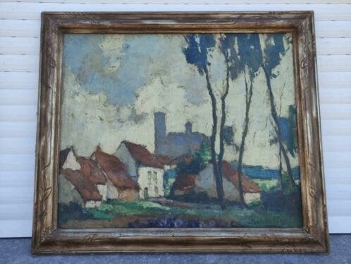 huile sur toile village signe marcel pire, Antiquités & Art, Art | Peinture | Classique, Enlèvement ou Envoi