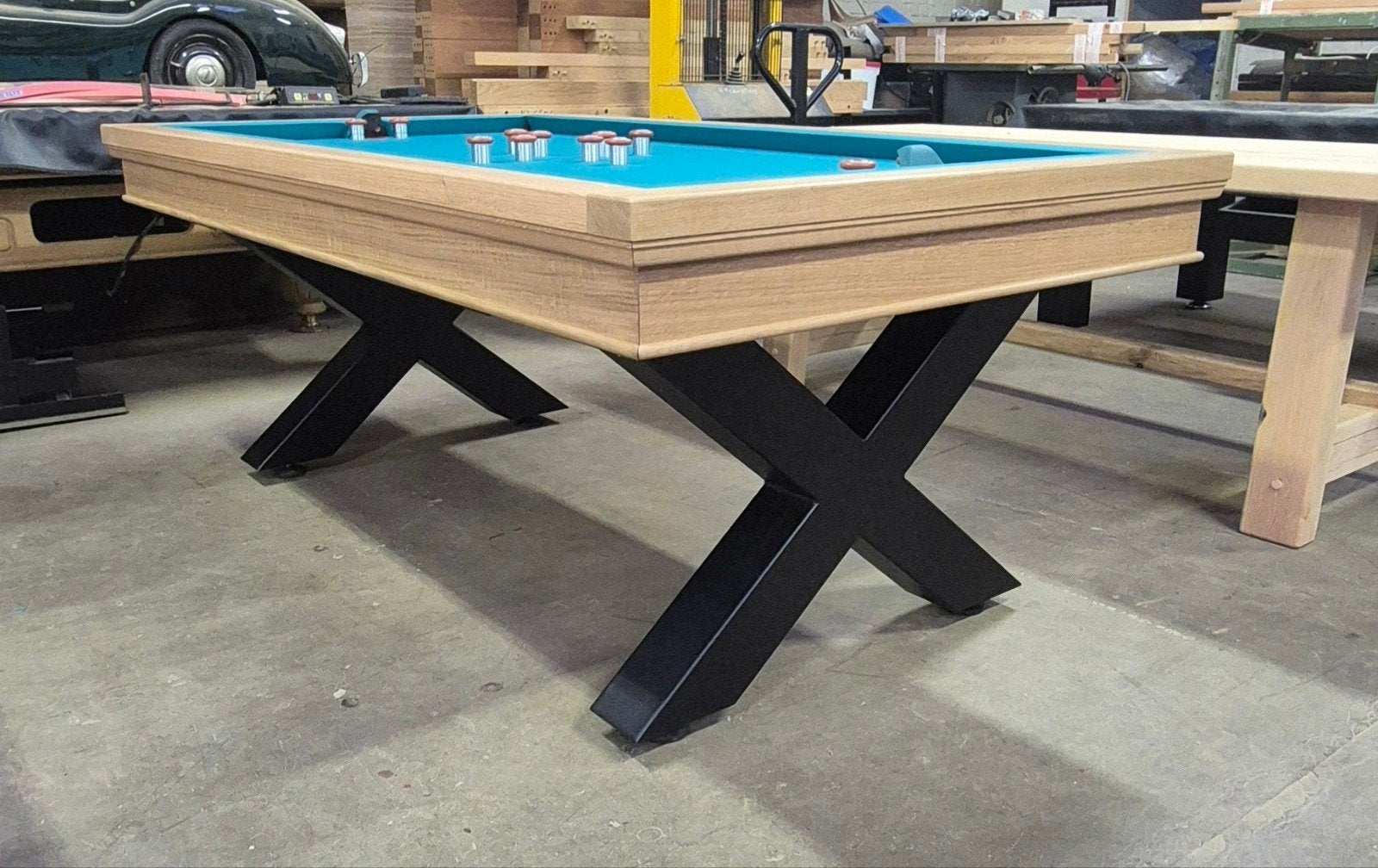 Tapbiljart massief eik met stalen frame, Ophalen of Verzenden, Nieuw, Biljarttafel