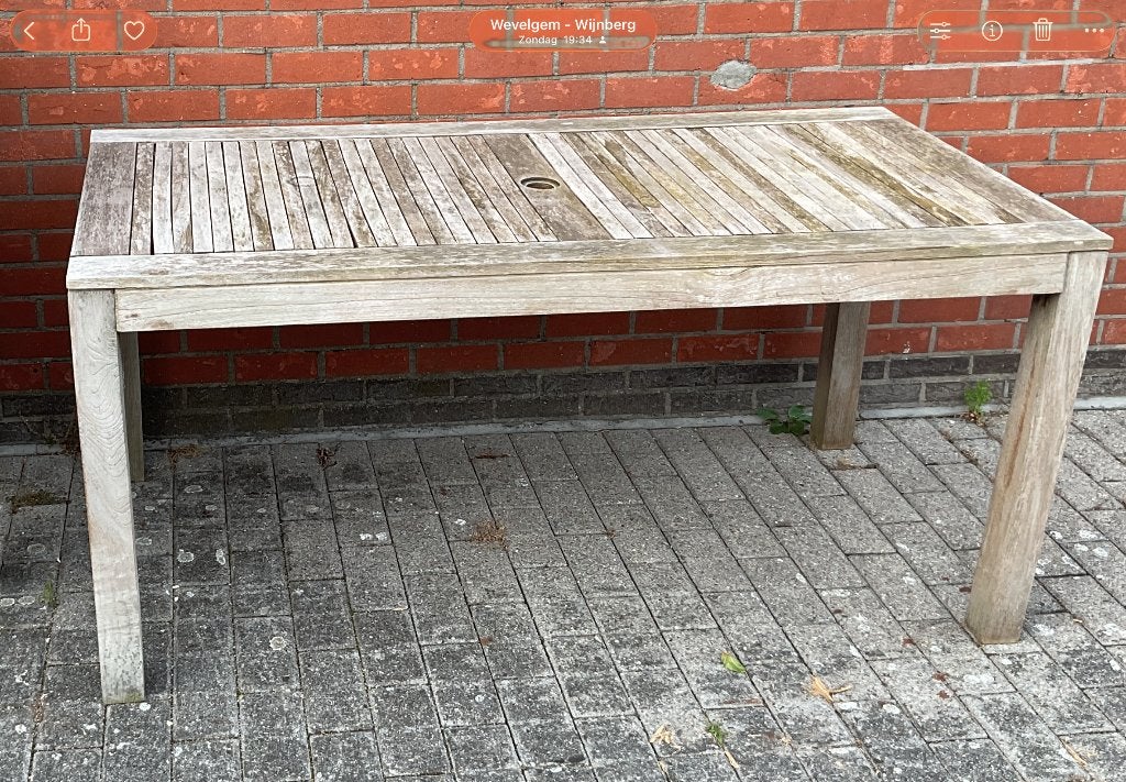 Tuintafel real teak 1m60x80, Tuin en Terras, Ophalen, Gebruikt