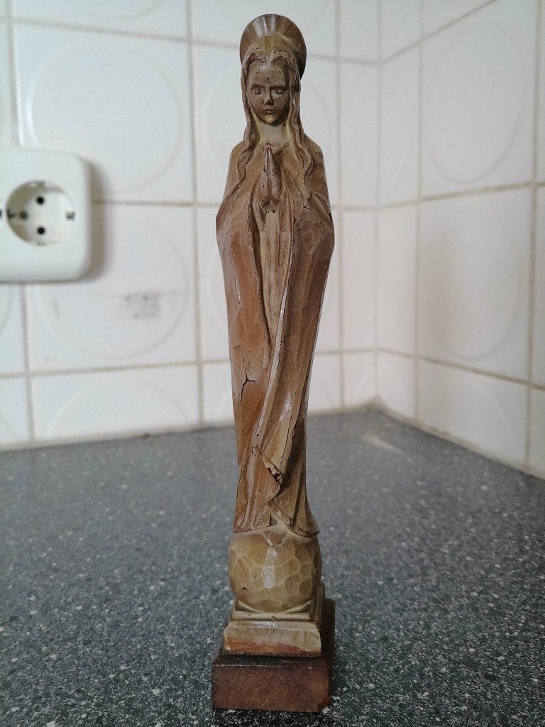 Statue de Marie statuette de Marie vintage résine, 19cm 1970, Collections, Religion, Enlèvement ou Envoi, Utilisé, Image, Christianisme | Catholique