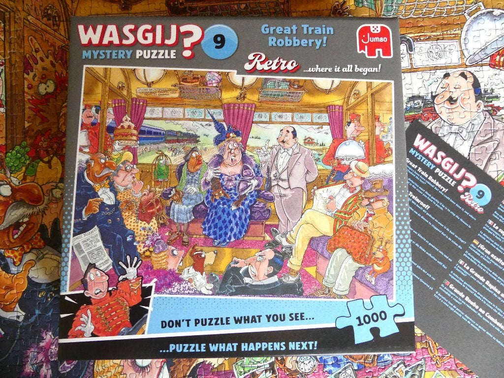 Puzzel Jumbo WASGIJ ? - Mystery - DE GROTE TREINROOF !, Ophalen of Verzenden, 500 t/m 1500 stukjes, Zo goed als nieuw, Legpuzzel