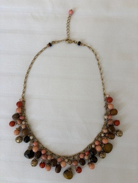 Halsketting met Kralen, Handtassen en Accessoires, Kunststof, Verstelbaar, Bruin, Nieuw