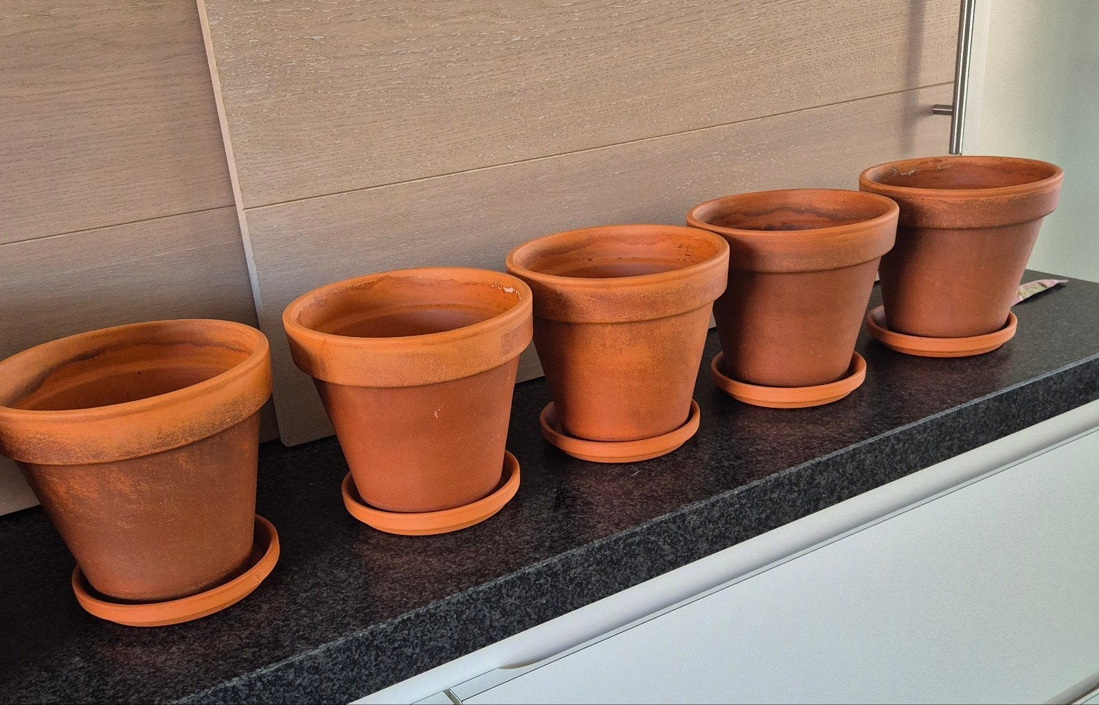 5 x terracotta potten, Tuin en Terras, Ophalen