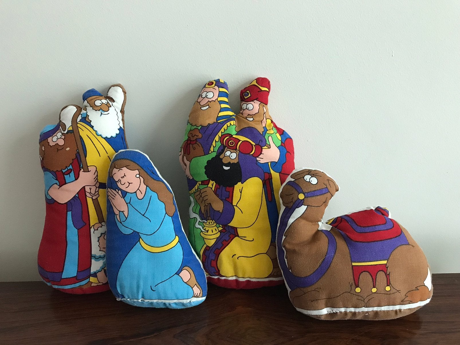 Set van 4 stoffen kerstfiguren kerststal figuren kerst, Ophalen of Verzenden, Zo goed als nieuw