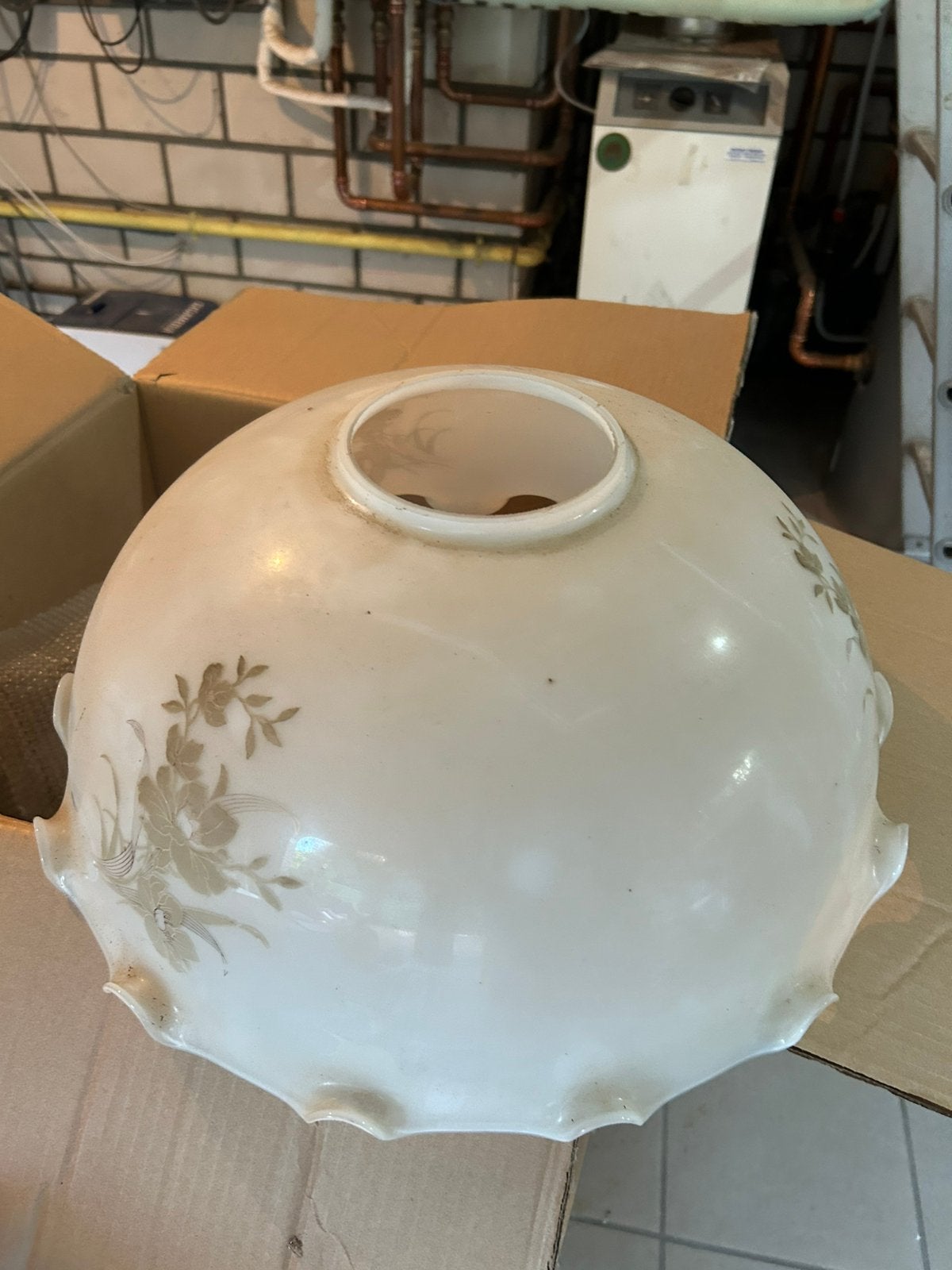 Lampe suspendue en verre (complète), Maison & Meubles, Enlèvement, Comme neuf, Suspension