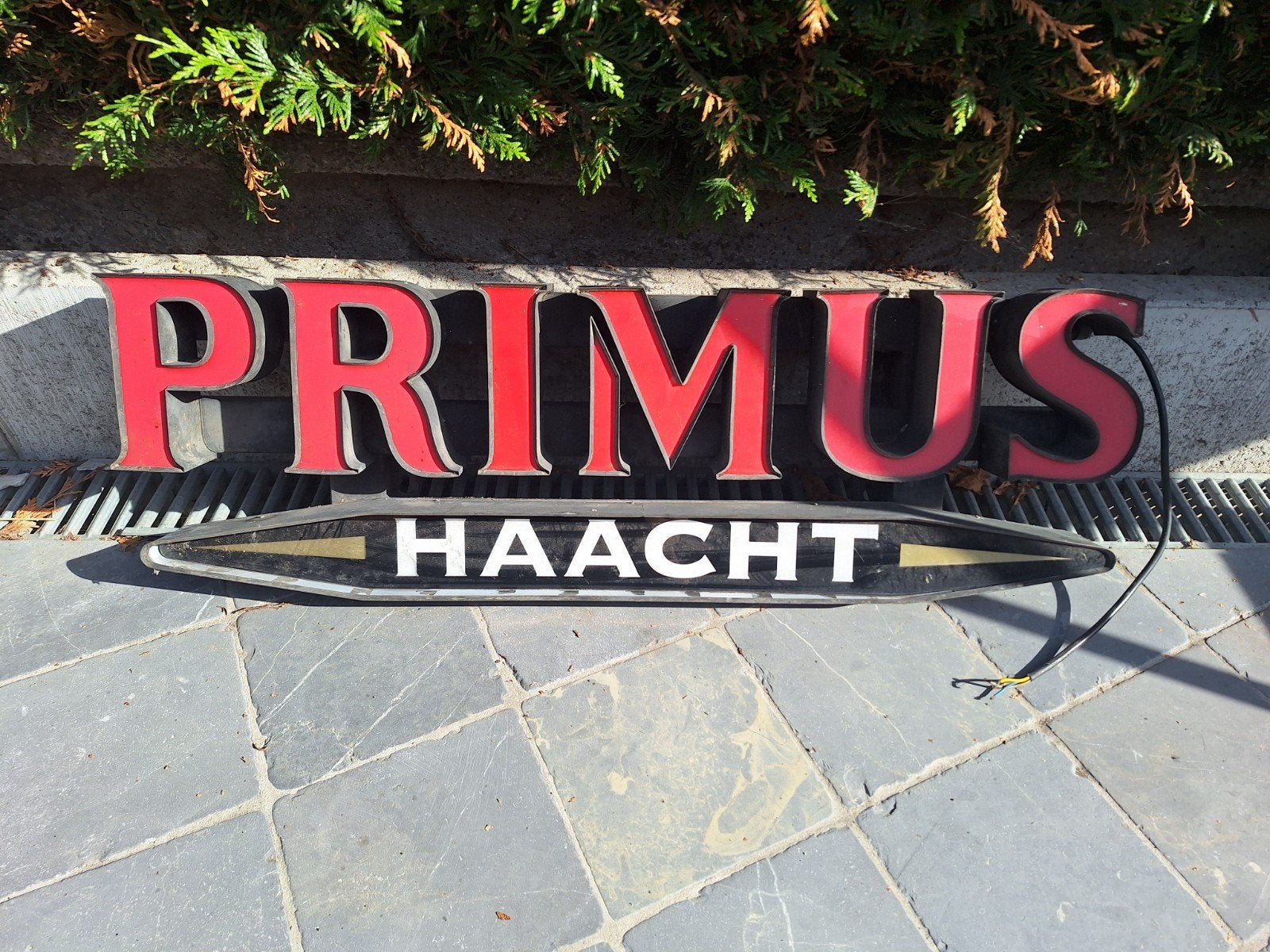 Vintage Primus Haacht Lichtreclame – 90 cm – perfecte staat, Verzamelen, Ophalen, Gebruikt, Reclamebord, Plaat of Schild, Overige merken