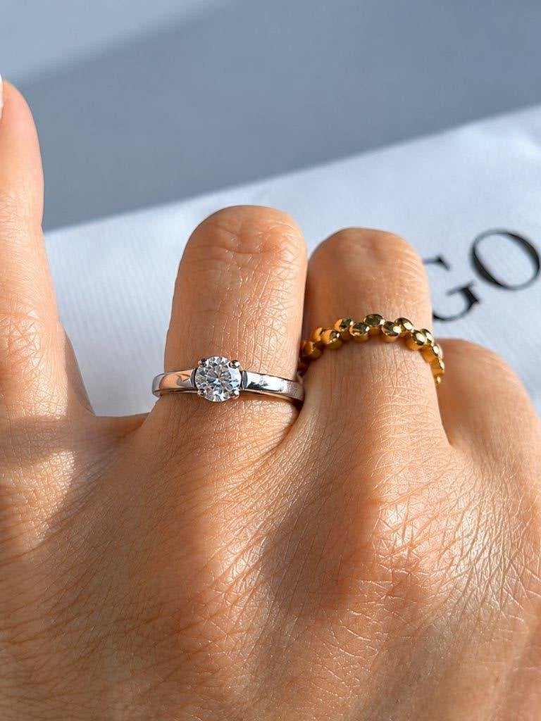 Bague or blanc et diamant, Bijoux, Sacs & Beauté, 20 ou plus grands, Comme neuf, Or, Enlèvement