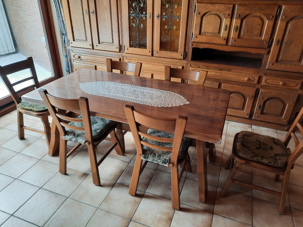 Massief eiken eetkamer, Enlèvement, Utilisé, 4 à 6 chaises