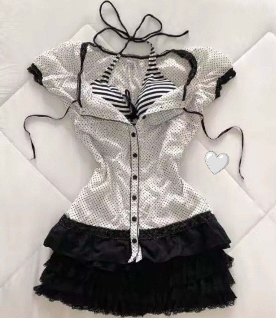 Blouse/ débardeur /chemise blanche à pois blancs, Neuf, Enlèvement, Blanc, Vintage dressing