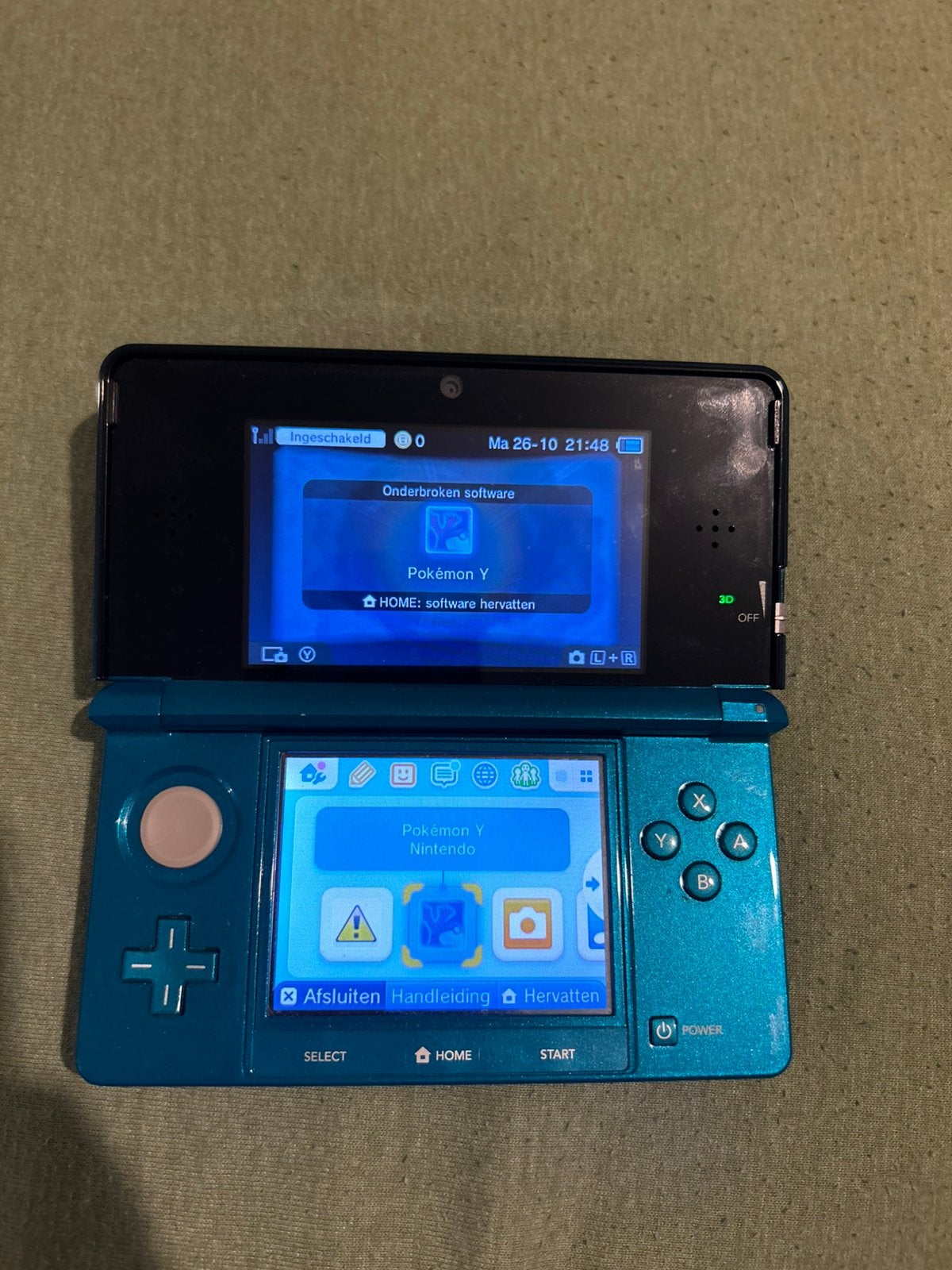 Nintendo 3DS aqua blue, Consoles de jeu & Jeux vidéo, Enlèvement, Comme neuf, 3DS