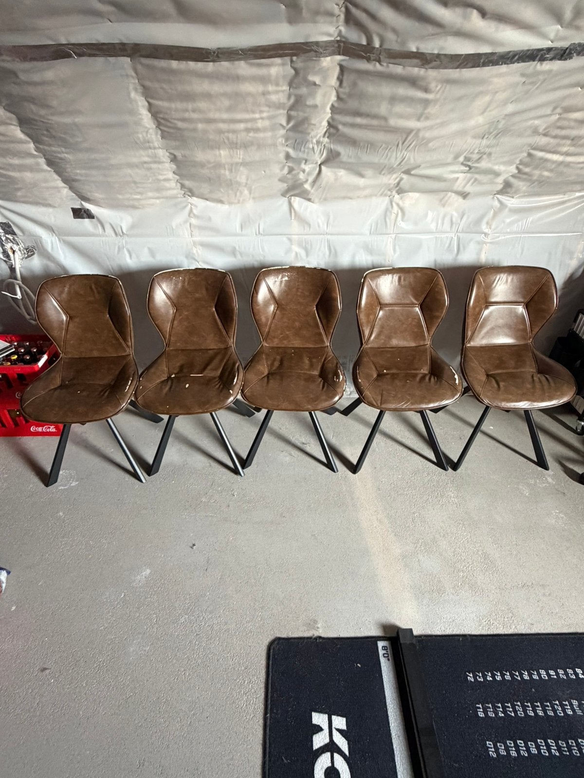 5 lederen stoelen, Maison & Meubles, Chaises, Brun, Enlèvement, Cuir, Cinq, Six Chaises ou plus