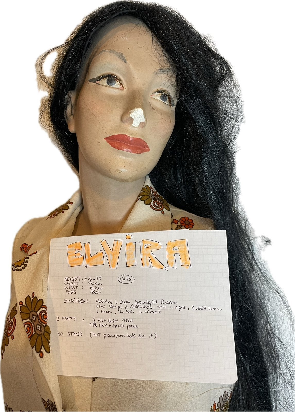 Mannequin de vitrine Vintage "ELVIRA" - À restaurer, Hobby & Loisirs créatifs, Couture & Fournitures, Enlèvement, Utilisé, Mannequin