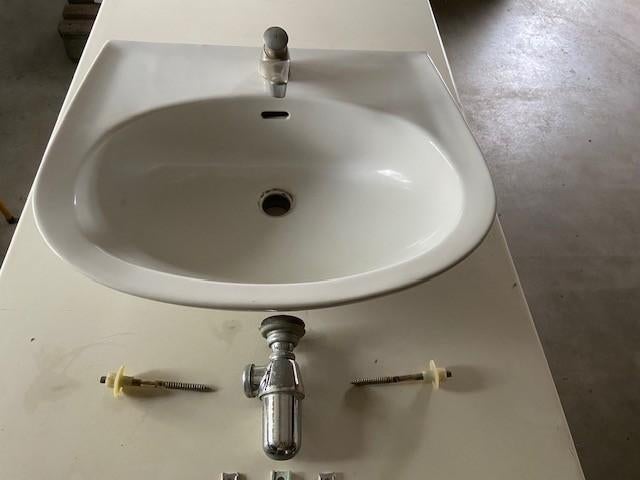 6 LAVABO's met SPIEGEL MET PRESTOKRAAN DUWER, Ophalen, Overige materialen, Gebruikt, Overige typen