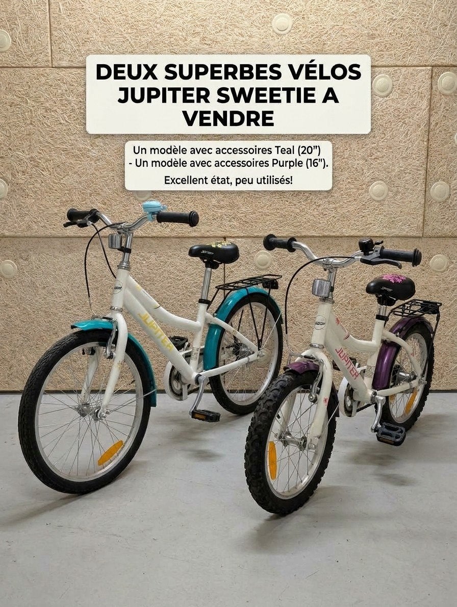 Set van 2 Jupiter meisjesfietsen (16" en 12-14") - Goede sta, Ophalen, Terugtraprem, Jupiter, Minder dan 16 inch