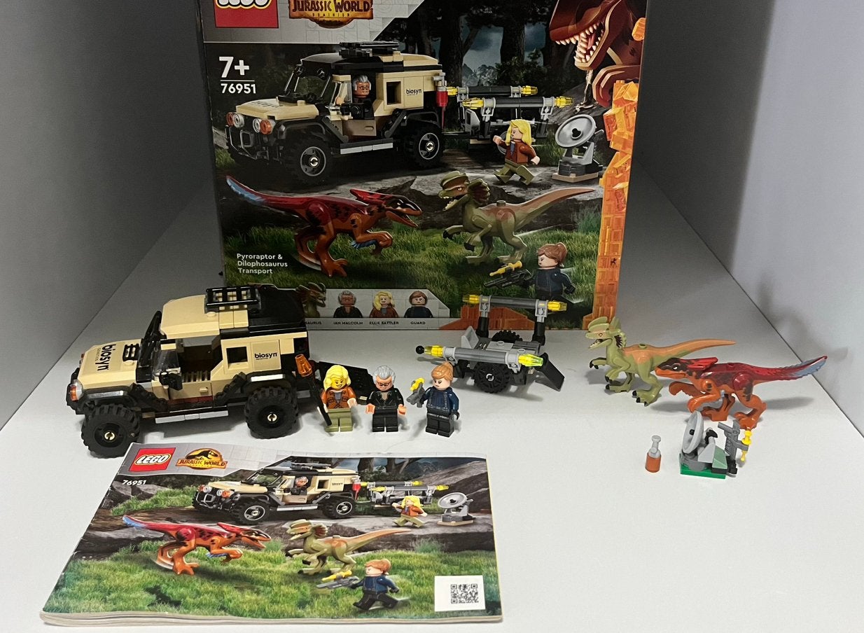 Lego jurassic world 76951 - Pyroraptor & Dilopho transport, Jurassic World, Lego, Ophalen of Verzenden, Zo goed als nieuw