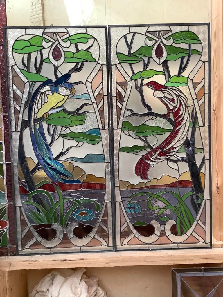 Paire de vitraux art nouveau, Enlèvement