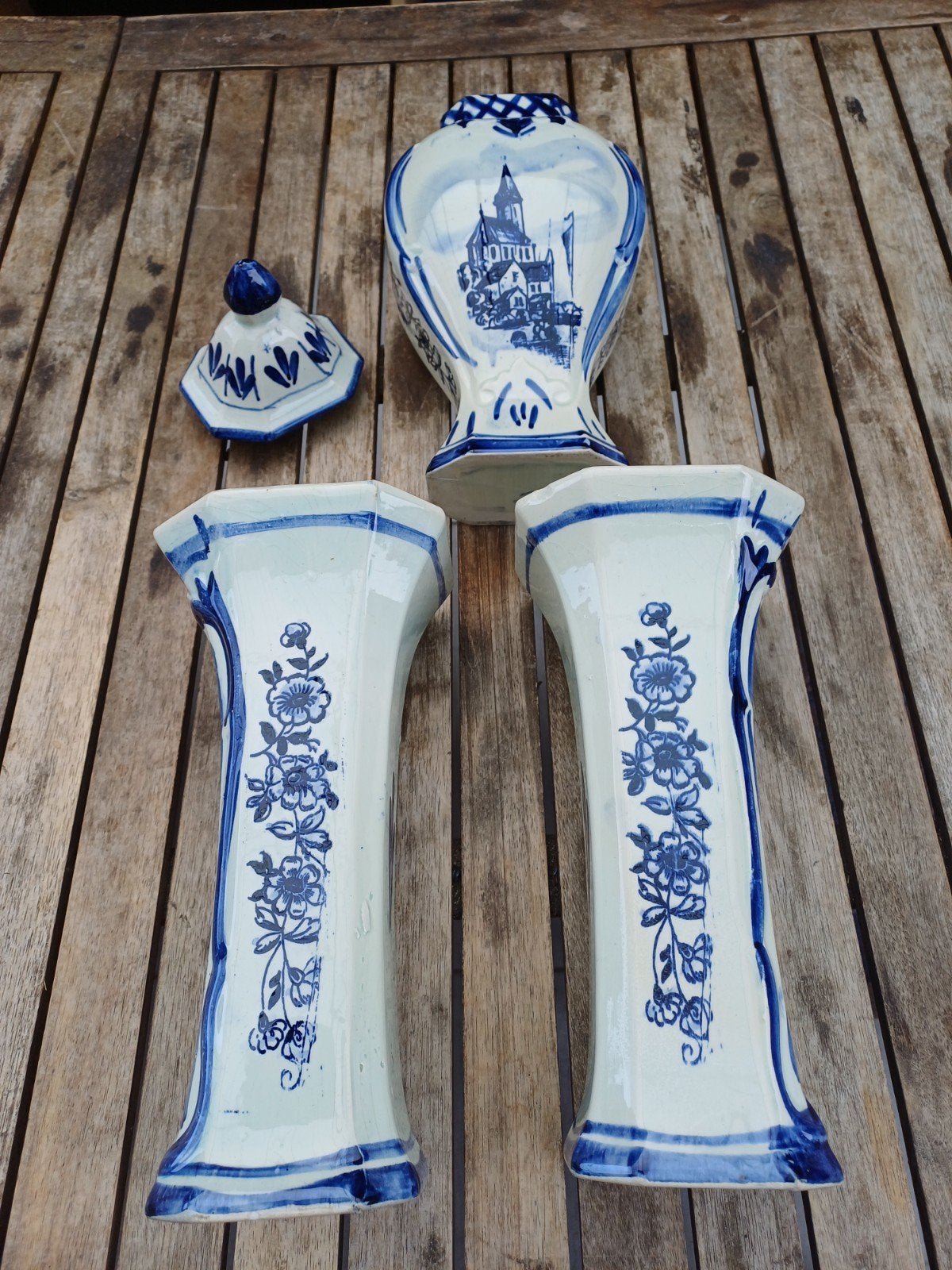 3 delft blauwe vazen, Antiek en Kunst, Antiek | Vazen, Ophalen