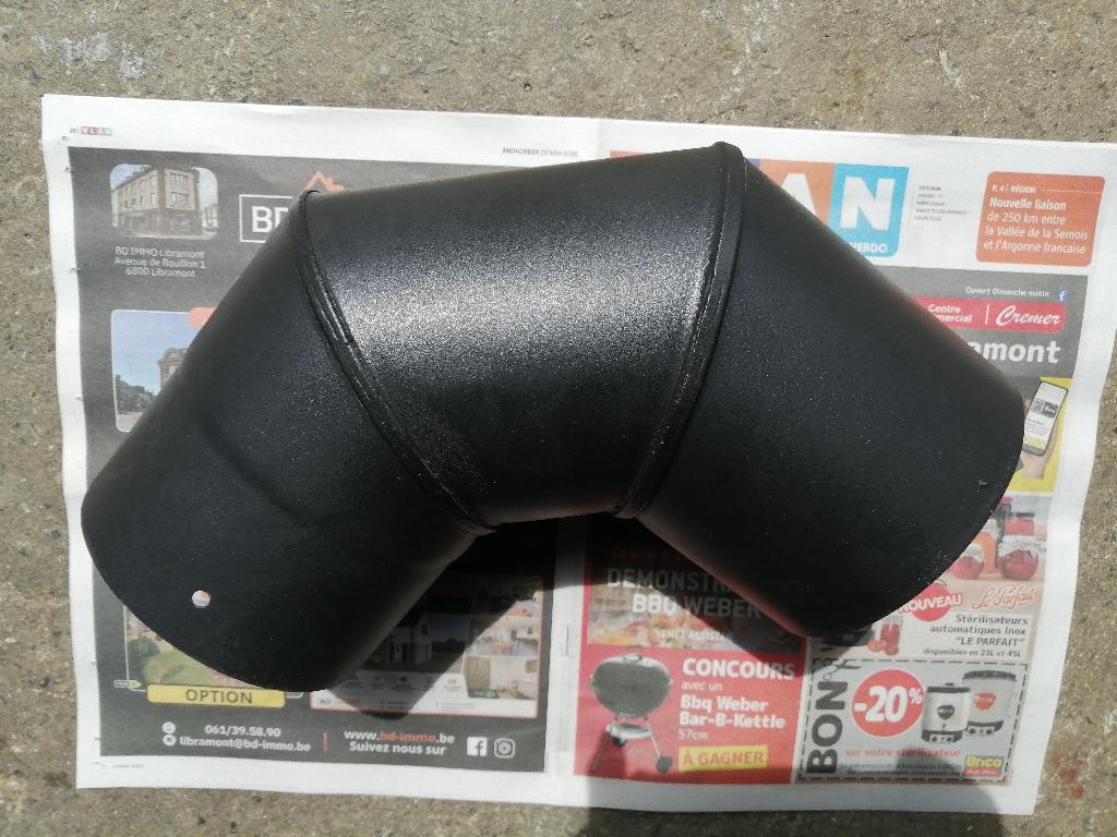 125 mm geëmailleerde zwarte elleboog, Ophalen of Verzenden, Zo goed als nieuw