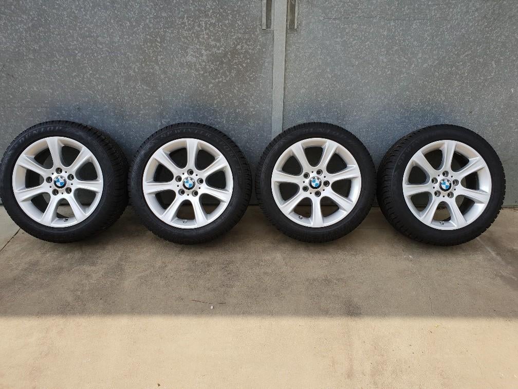 Set aluminium velgen + banden + sensoren 17’’ BMW, Ophalen, Gebruikt, Banden en Velgen, 17 inch