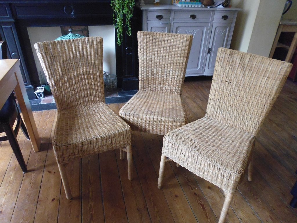Lot 3 chaises IKEA SEGER tressées – rotin, Trois, Osier ou Rotin, Autres couleurs, Enlèvement