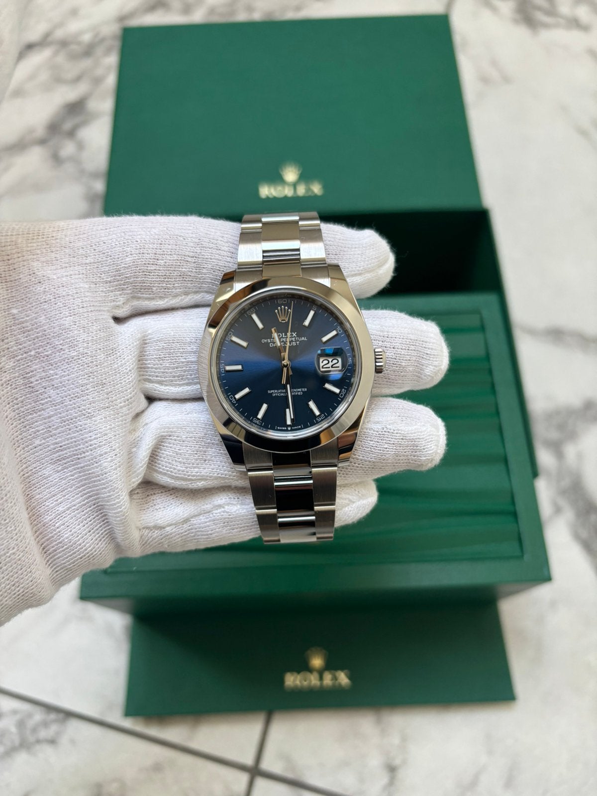 Rolex datejust 41 blauw NIEUW!, Handtassen en Accessoires, Horloges | Heren, Ophalen of Verzenden, Nieuw, Rolex