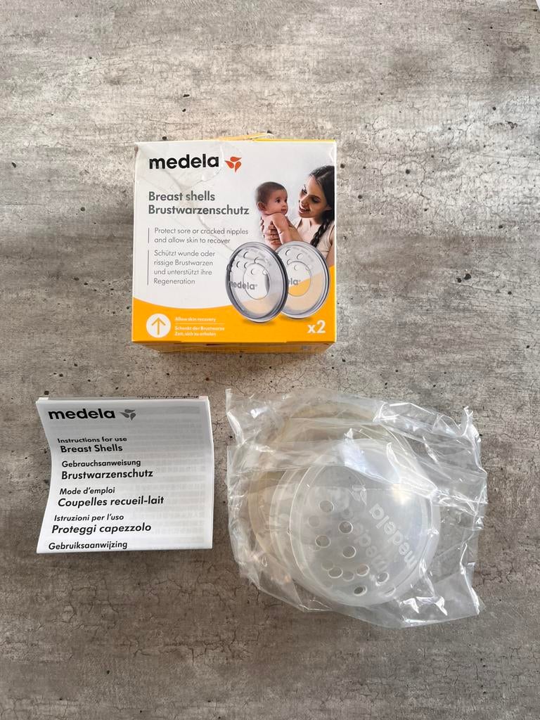 Medela lekschalen/ borstschelp/ tepelbeschermer/ moedermelk, Ophalen, Zo goed als nieuw