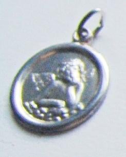 Pendentif / Médaille d'ange assis de 15 mm, argent 925, neuf, Neuf, Enlèvement ou Envoi, Autres représentations, Argent