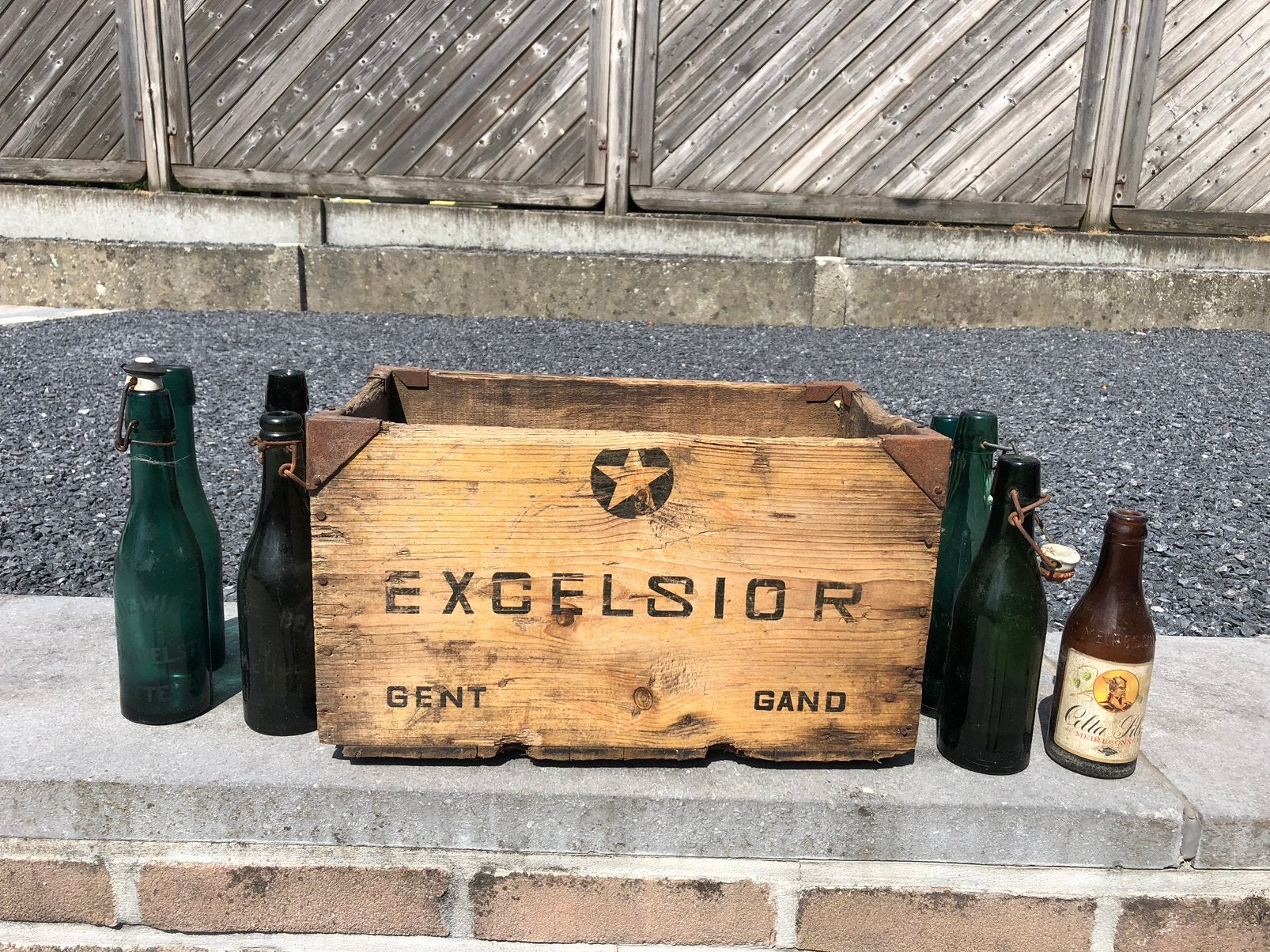 Houten bak Excelsior en flessen Gent en omstreken, Verzamelen, Ophalen, Gebruikt