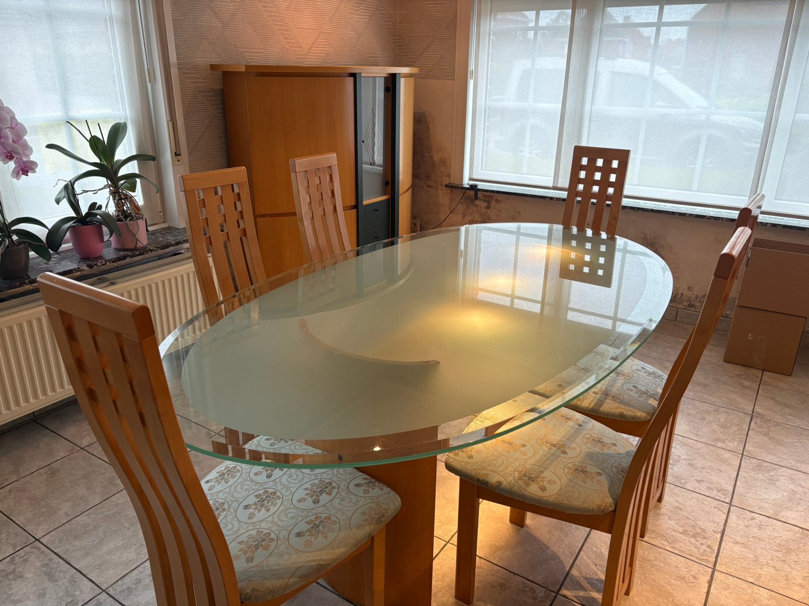 Moderne eetplaats, Huis en Inrichting, Complete eetkamers, Gebruikt, 6 tot 8 stoelen, Ophalen