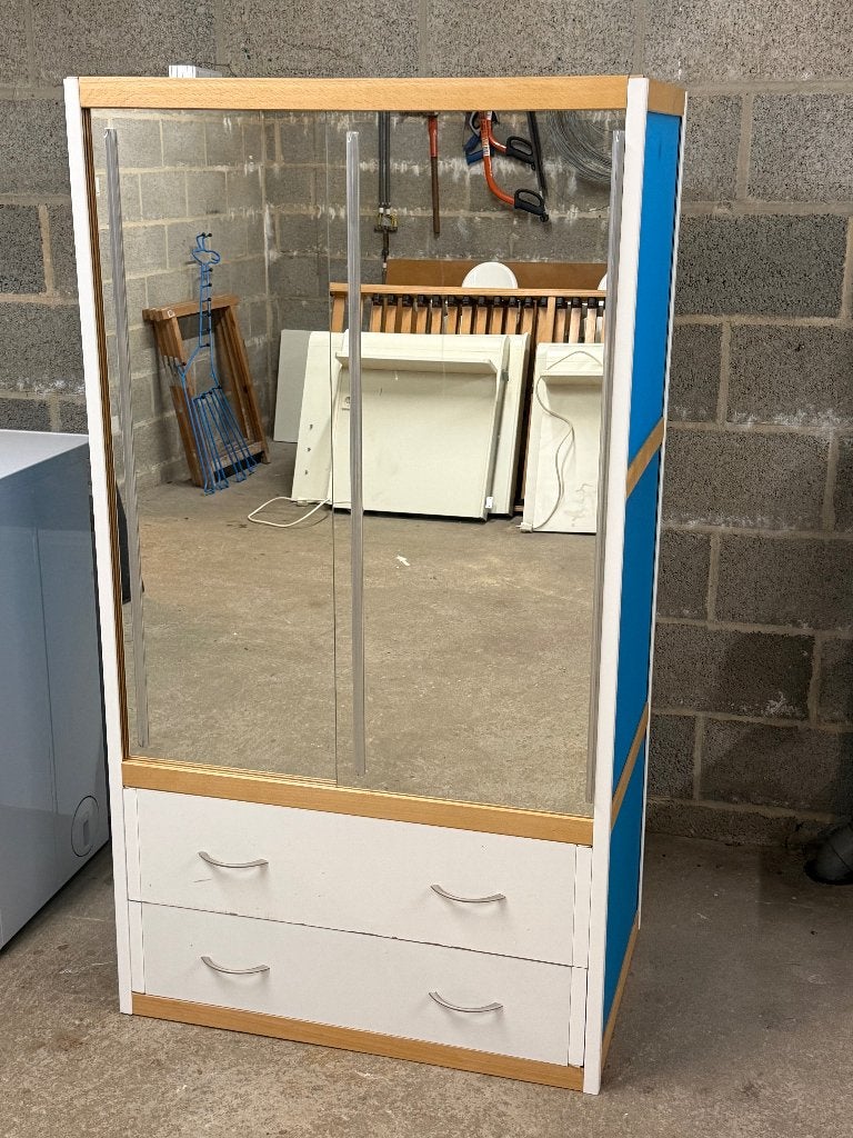 Armoire-penderie Kewlox à portes miroir et tiroirs, 25 à 50 cm, Comme neuf, Enlèvement, 50 à 100 cm