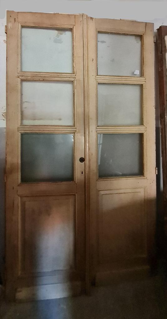2 zeer grote dubbele herenhuis deuren Bouwantiek, Ophalen, Gebruikt, Binnendeur, Glas