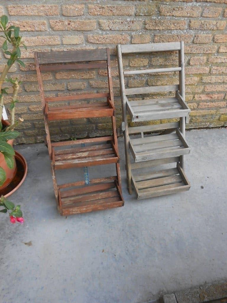 bloempotten rekje houten opvouwbaar kruidenrek plantenrek, Ophalen, Overige materialen, Gebruikt, Tuin