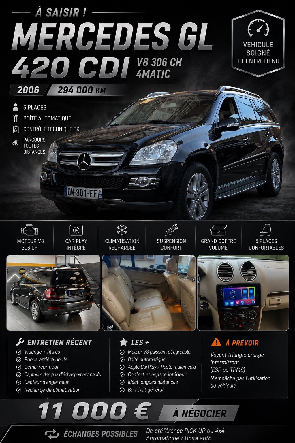 Mercedes GL 420 cdi, Auto's, Automaat, GL, 4000 cc, Zwart