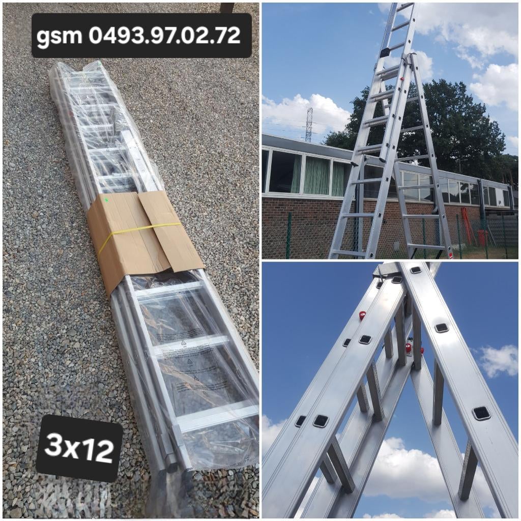Nieuwe laddzrs 3x12 treden, Doe-het-zelf en Bouw, Ophalen, Nieuw, Ladder