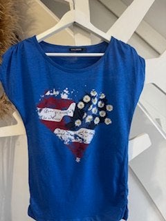 Kobaltblauwe T-shirt Royal Chicks S, Kleding | Dames, T-shirts, Ophalen of Verzenden, Zo goed als nieuw