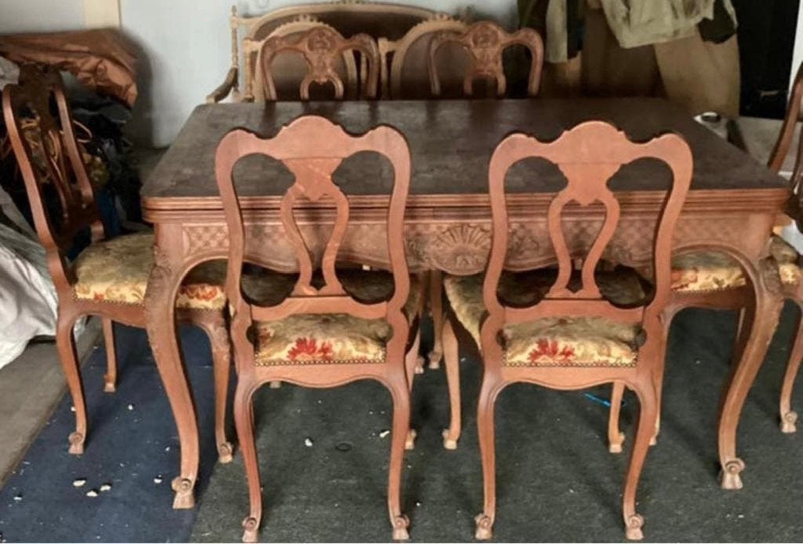 LUIKSE ANTIEKE EETHOEK,6STOELEN,TAFEL UITSCHUIFBAAR!ERG MOOI, Ophalen