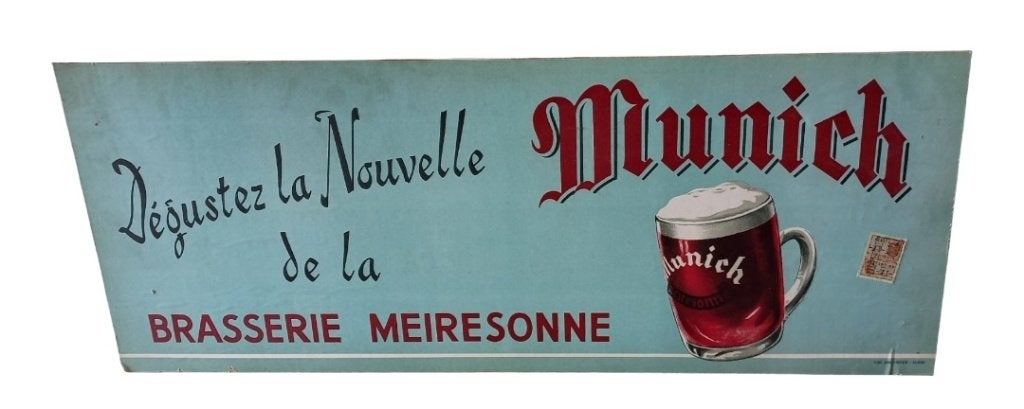 reclamebord "Munich" uit 1952., Panneau publicitaire, Retrohouse@telenet.be, Enlèvement ou Envoi, B
