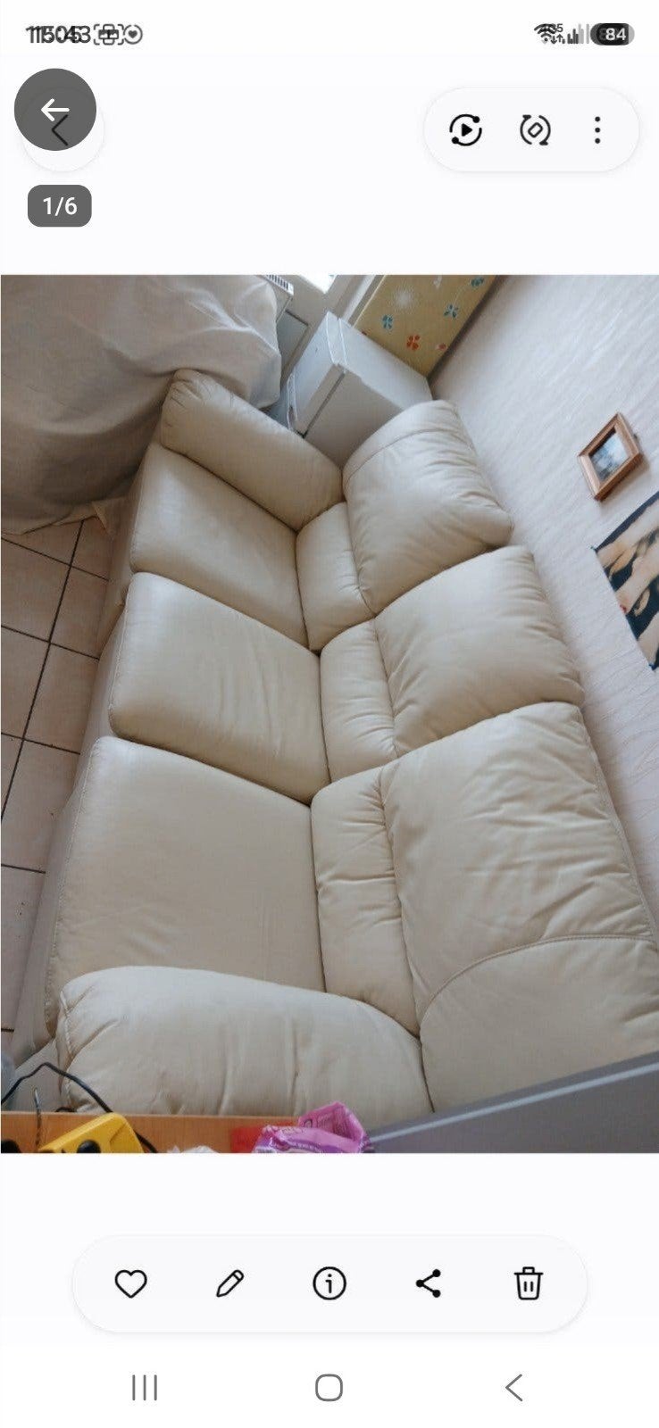 SUPER  CANAPÉ CUIR BLANC + 2 REPOSES PIEDS PRIX 350 EUR, Enlèvement, Comme neuf, Cuir