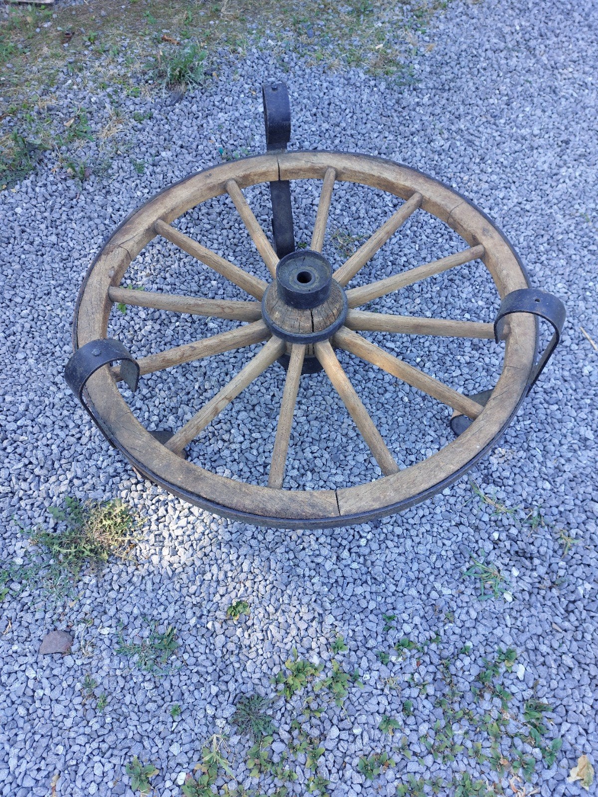 table  roue de chariot, Enlèvement ou Envoi, Verre