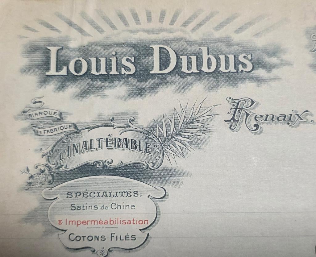 1923+Renaix+Louis Dubus+Textile+Lettre à En-tête, Enlèvement ou Envoi, 1920 à 1940, Non affranchie, Flandre Orientale