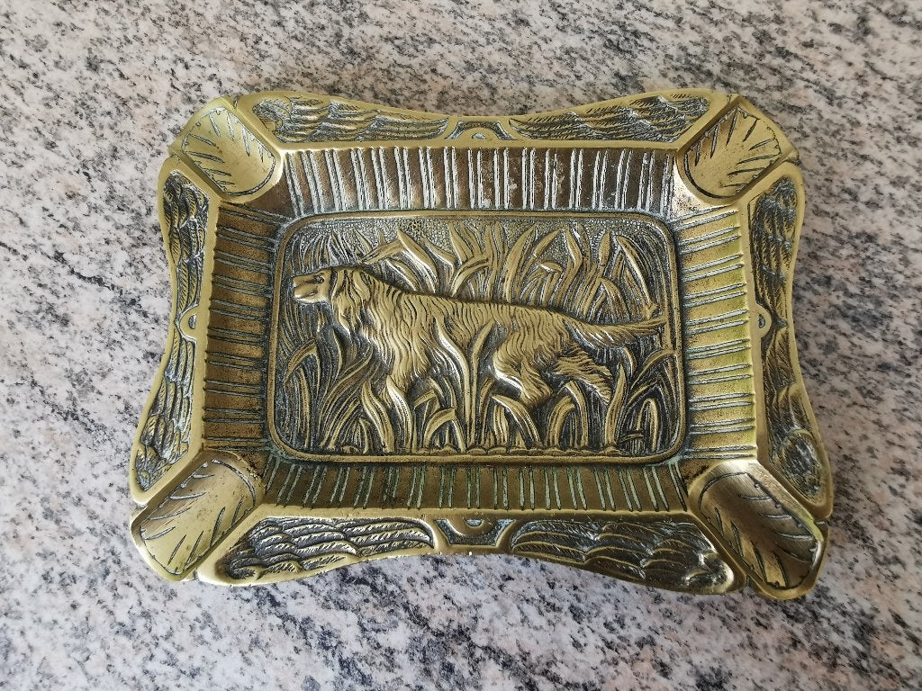 Vintage Cendrier/ vide-poche  en laiton gravé, Enlèvement ou Envoi