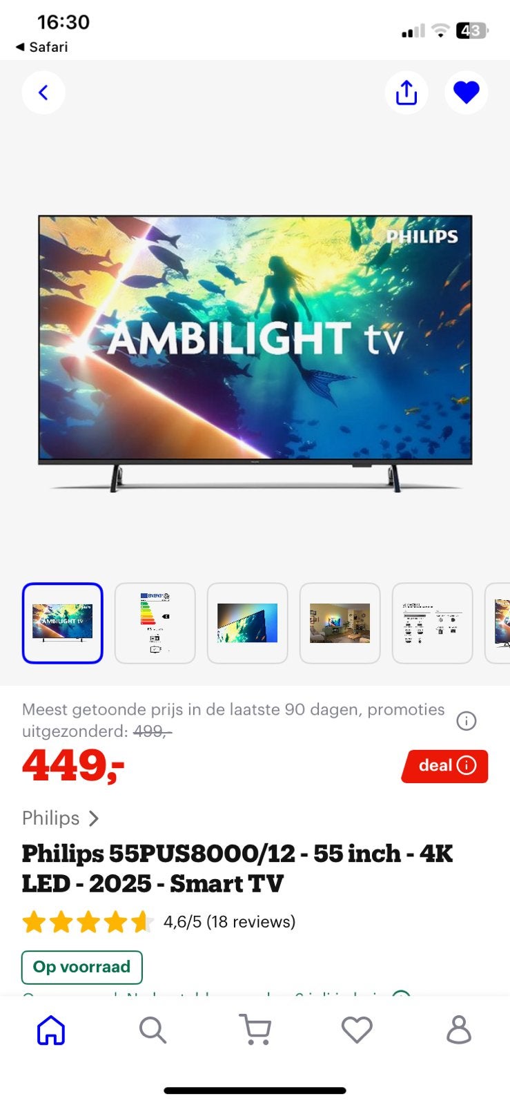 Philips Ambilight TV-2 mnd oud-55 inch-weg wegens overlijden, TV, Hi-fi & Vidéo, Enlèvement, Comme neuf