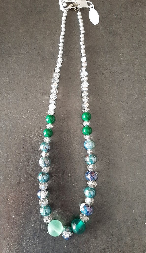 Te koop: Nieuw!!! Mooie turkoois/ groene halsketting., Bijoux, Sacs & Beauté, Colliers, Neuf, Avec strass, Autres matériaux, Vert