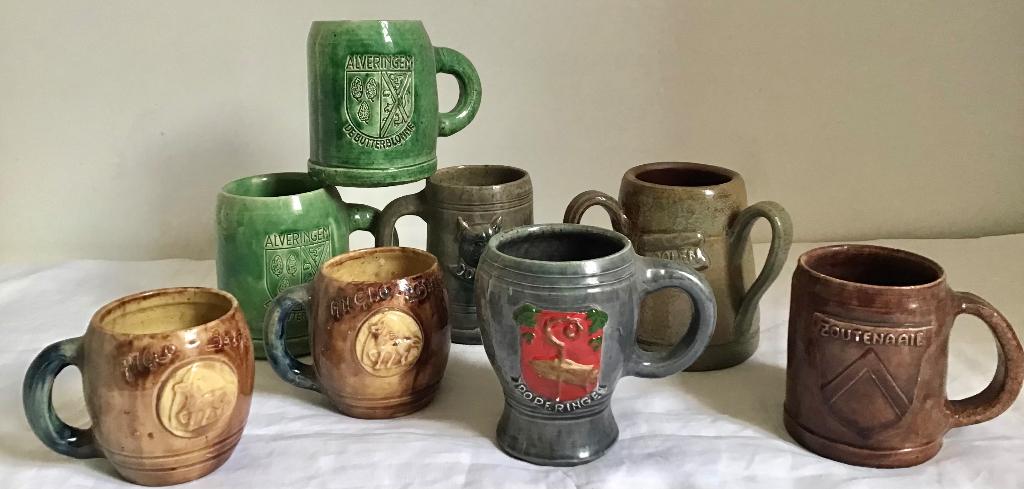 8 oude bierpotten in aardewerk, Antiek en Kunst, Ophalen of Verzenden